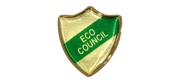 School badges - Green print with gold border & background | www.namebadgesinternational.co.uk